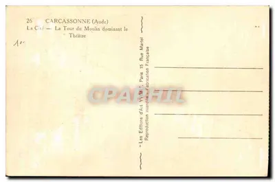 Carcassonne — La Torre del Mulino dominante sul Teatro — Les Éditions d'Art 'Y.36' Parigi — Verso
