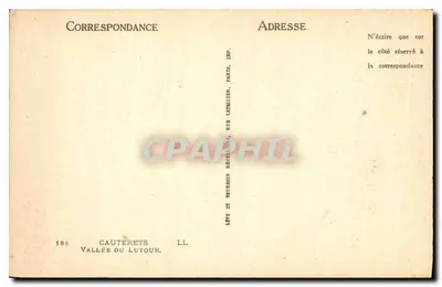 Wąwóz Lutour — Cauterets — Wydawca LL, nr 188 — Rewers
