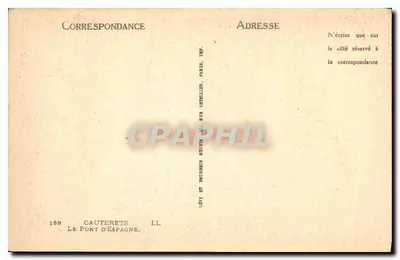 Most Hiszpański — Cauterets — Wydawca LL, nr 189 — Rewers