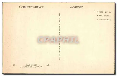 Cascata do Lutour — Cautrets — Editor LL, n° 193 — Verso