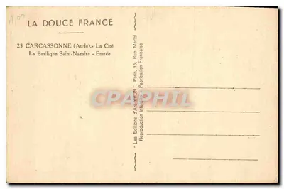 Carcassonne (Aude) — De Basiliek Sint Nazariës — Invoer — Les Éditions d'Art YVON, Parijs — Achterkant