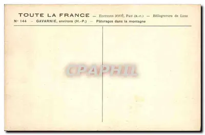 Gavarnie, okolice — Pastwiska w górach — Wydawnictwo Jové, Pau (B.P.) — Rewers