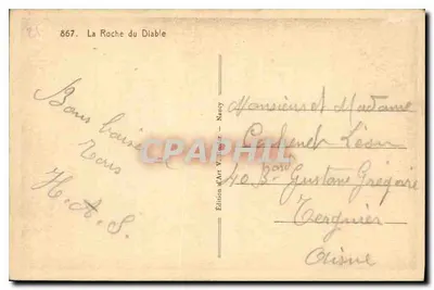 La Roche du Diable — Intercriction aux abords du tunnel — Wydawnictwo Art. V. Fender, Nancy, n°867 — Rewers