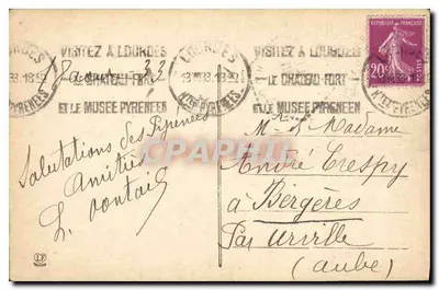 Lourdes — Brzegi Gave — Fort i Bazylika — Hautes-Pyrénées, wydawca L. PONTAIG — Rewers