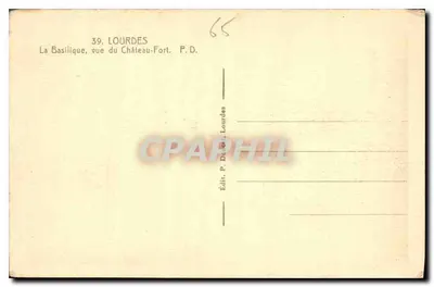 Lourdes — Widok na Bazylikę z Zamku-Fortu — P. Deléry, Lourdes — Rewers