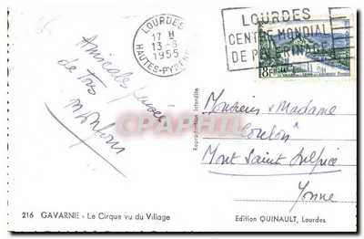 Gavarnie — O Cirque visto do Village — Edição Quinault, Lourdes — Verso