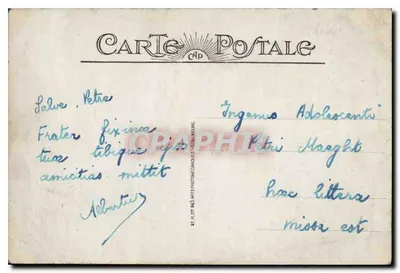 Lourdes — Ogólny widok i rzeka Gave — Stara pocztówka — Rewers