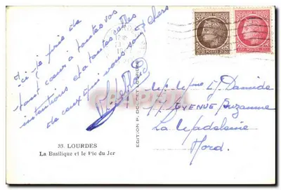 Lourdes — Die Basilika und Fic du Jer — Edition P. Dolcet Lourdes Nr. 33 — Rückseite