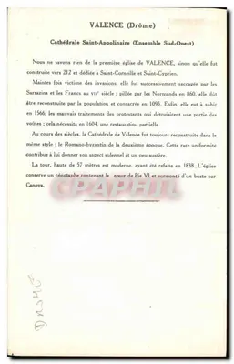 Valence (Drôme) — Katedra św. Appolinaire (Zespół Środkowo-Zachodni) — 4. seria, kolekcja Salaison Pautaunbergs — Rewers