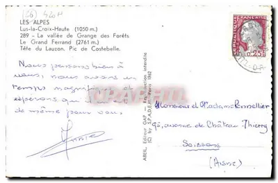 अल्पस — लस-ला-क्रॉइ-हॉट एवं ग्रैंड फेरांड के दृश्य — एडिटर एबिल, पेरिस — पीछे