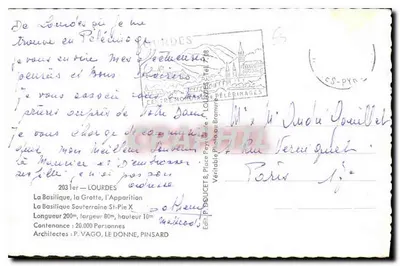 Lourdes — Pamiętnik z Lourdes — Wyd. P. DOUCET & Place Peyrou — Rewers