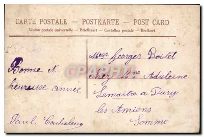 Homem em traje — saudação 'Bom Ano' — editor não visível — Verso
