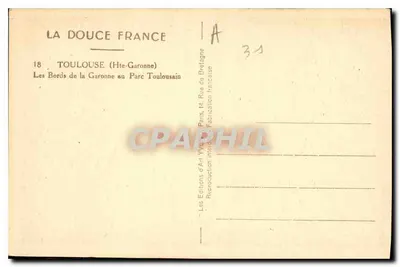 As Margens da Garonne — Parque Toulousain — Les Éditions d'Art Yvonne, Paris — Verso