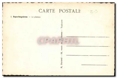 Superbagnères — O plateau — R. Durand, estrada de Narbonne - Toulouse — Verso