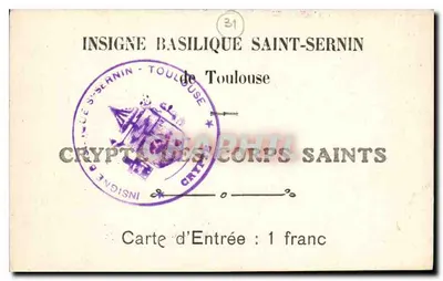 Krypta Bazyliki Świętego Sernina — Toulouse — Insigne Corps Saints — Rewers