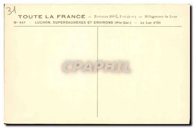 Jezioro Oô — Luchon, Superbagnères i okolice — Wydawnictwo Jové, Pau (b.p.) — Rewers