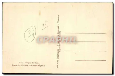 तार्न के गॉर्ज - विनेस के रास्ता कौस्स मेजियन में - लेस आर्ट्स ग्राफिक्स, टौलूज़ — पीछे