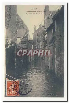 Angers — Inundações de Janeiro de 1910 — Uma Rue aux Ponts-de-Cé — Foto R. Jévé