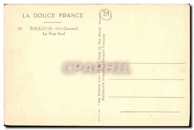 Toulouse — O Pont Novo — Les Éditions d'Art Yvon, Paris — Verso