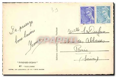 Hotel Lasbordes of het Vieux Raisin — Toulouse — Uitgaven Labouche Frères — Achterkant