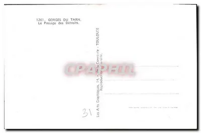 Gorges du Tarn — Przejście przez Détroits — Les Arts Graphiques, 14, r. de la Comrde - TOULOUSE — Rewers