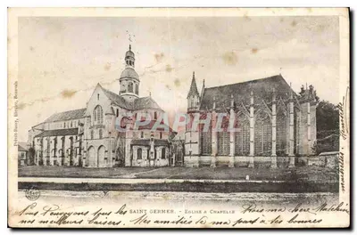 Bilhete postal antigo Saint Germer Igreja com Capela