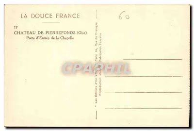 Castillo de Pierrefonds — Puerta de entrada de la capilla — Les Éditions d'Art YVON, París — Reverso