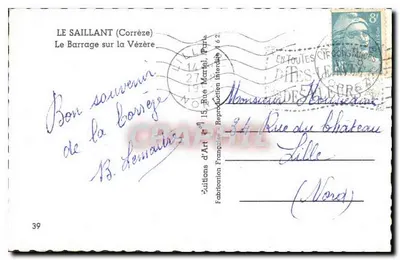 Le Saillant (Corrèze) — O dique na Vézère — Éditions d'Art Française — Verso