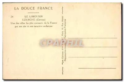 Uzerche (Corrèze) — Widok zamku i rzeki — Wydawnictwo Art Lyon — Rewers