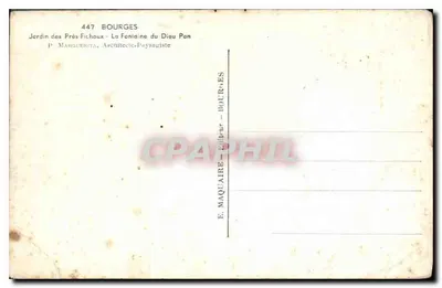 Ogród Prés-Fichaux — Fontanna Boga Pan — E. Maquaire, Bourges — Rewers