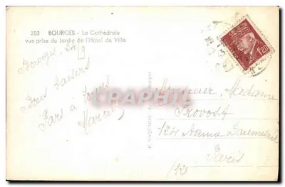 Bourges - Katedra widziana z ogródka Hôtel de Ville — E. Maquaire, Bourges, n°203 — Rewers