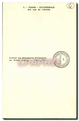 Tours — Katedra — Nef widok z wejścia — Wydawnictwo Zabytków — Rewers