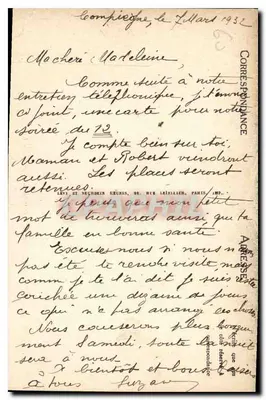 Compiegne — Zamek — Pokój spania Napoleona I — LL — Rewers