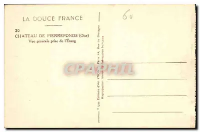 Zamek w Pierrefonds — Ogólny widok z jeziora — Les Éditions d'Art Yvonne, Paryż — Rewers