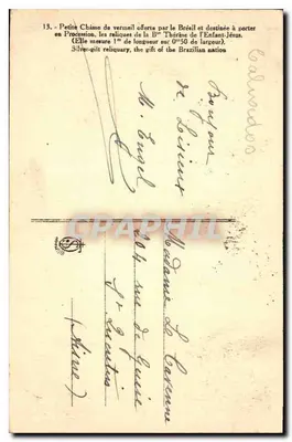 छोटा वर्मेल के बॉक्स — ब्राजील द्वारा दिया गया — अज्ञात प्रकाशक, संख्या 13 — पीछे