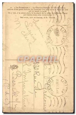 Chambre oratoire à Les Buissonnets — oratoire de Sainte Thérèse — éditeur anonyme — Verso