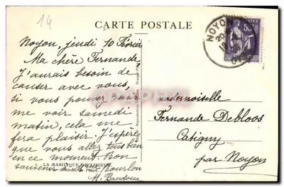 A Basílica do Sagrado Coração — Noyon — Reprodução por H. Baudouin — Verso
