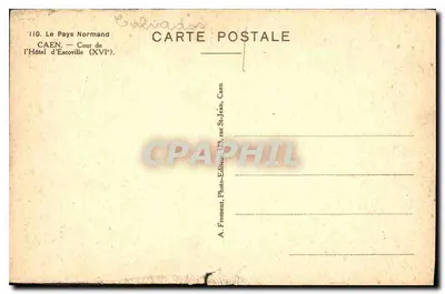 Kort w Hotelu d'Escoville — Caen — wydawca A. Froment — Rewers