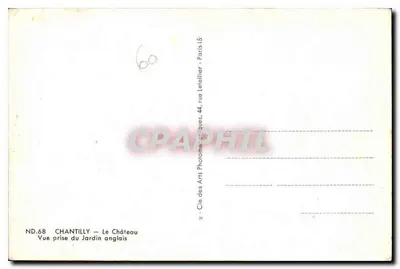 Chantilly — Zamek — Widok z ogrodu angielskiego — Spółka Sztuki Fotometrycznej, Paryż — Rewers