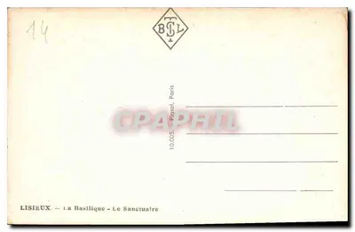 Lisieux — A Basílica — O Santuário — BCL, Paris — Verso