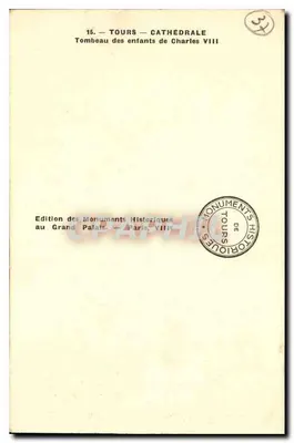 Grób dzieci Karola VIII — Katedra w Tours — Wydawnictwo Monuments Historiques — Rewers