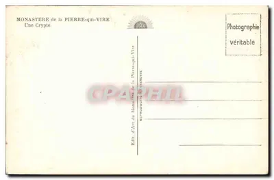Monastère de la Pierre-qui-Vire — Une Crypte — Édit. d'Art du Monastère de la Pierre-qui-Vire — Verso
