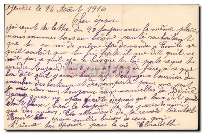 Mulher em vestido bordado — cena de jardim — carta postal de coleção — Verso