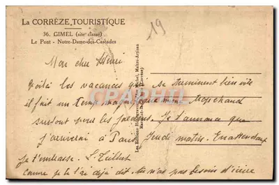 Most - Katedrałka Nad Cascadami — GIMEL (zabytek) — La Corrèze Touristique — Rewers