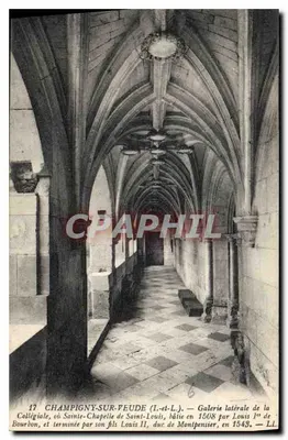 Champigny-sur-Feude (I.-et-L.) — Galeria lateral da Colegiata, Capela de São Luís, construída em 1508 por Luís I de Bourbon, concluída por seu filho Luís II, duque de Montpensier em 1543 — LL