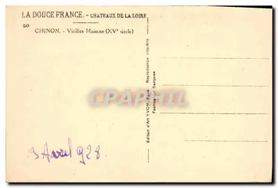 Chinon - Velhas Casas (século XV) — Edição de Arte YVON, França — Verso