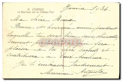Lourdes — Bazylika widziana z Zamku — Douce — Rewers