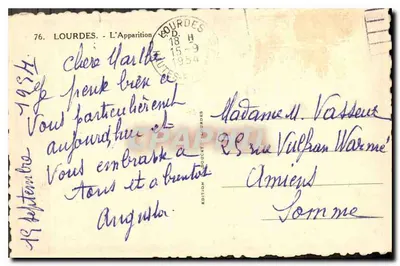 Pojawienie się Najświętszej Maryi Panny z Lourdes — wydawnictwo Doucet, nr 76 — Rewers