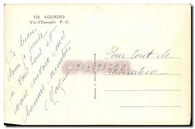 Lourdes — Souvenir de Lourdes — Wydawnictwo P. Doucet — Rewers