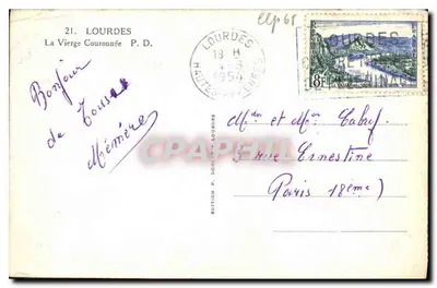 Lourdes — Panny Maria Złotokorona — Wydawnictwo P. Douillet — Rewers